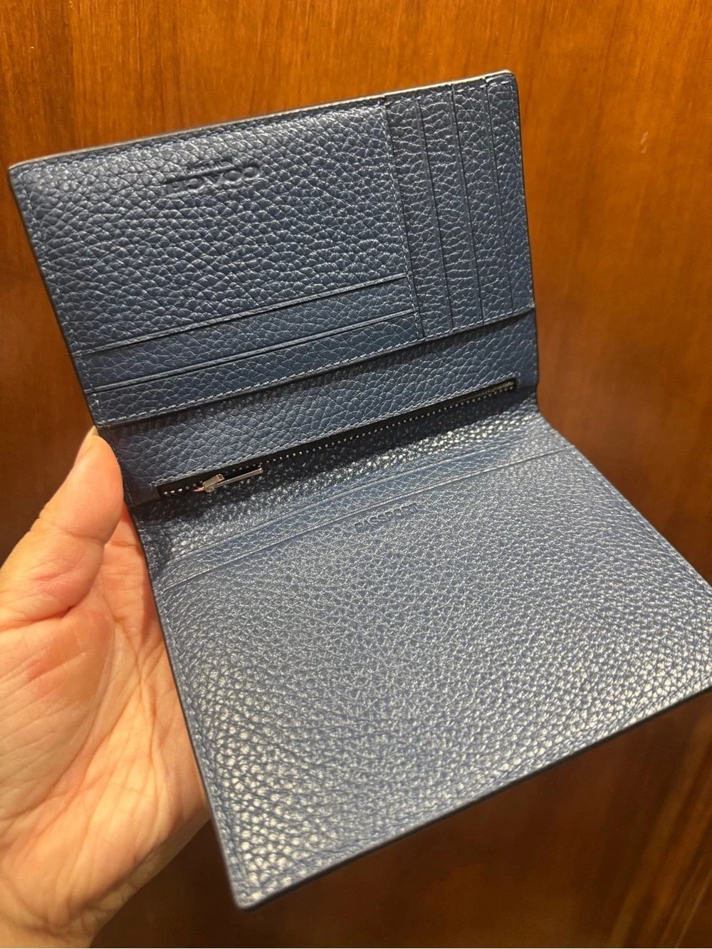 NWT Coach Passport Card Case leather With yellow Car Deep Blue Multi CEK62
